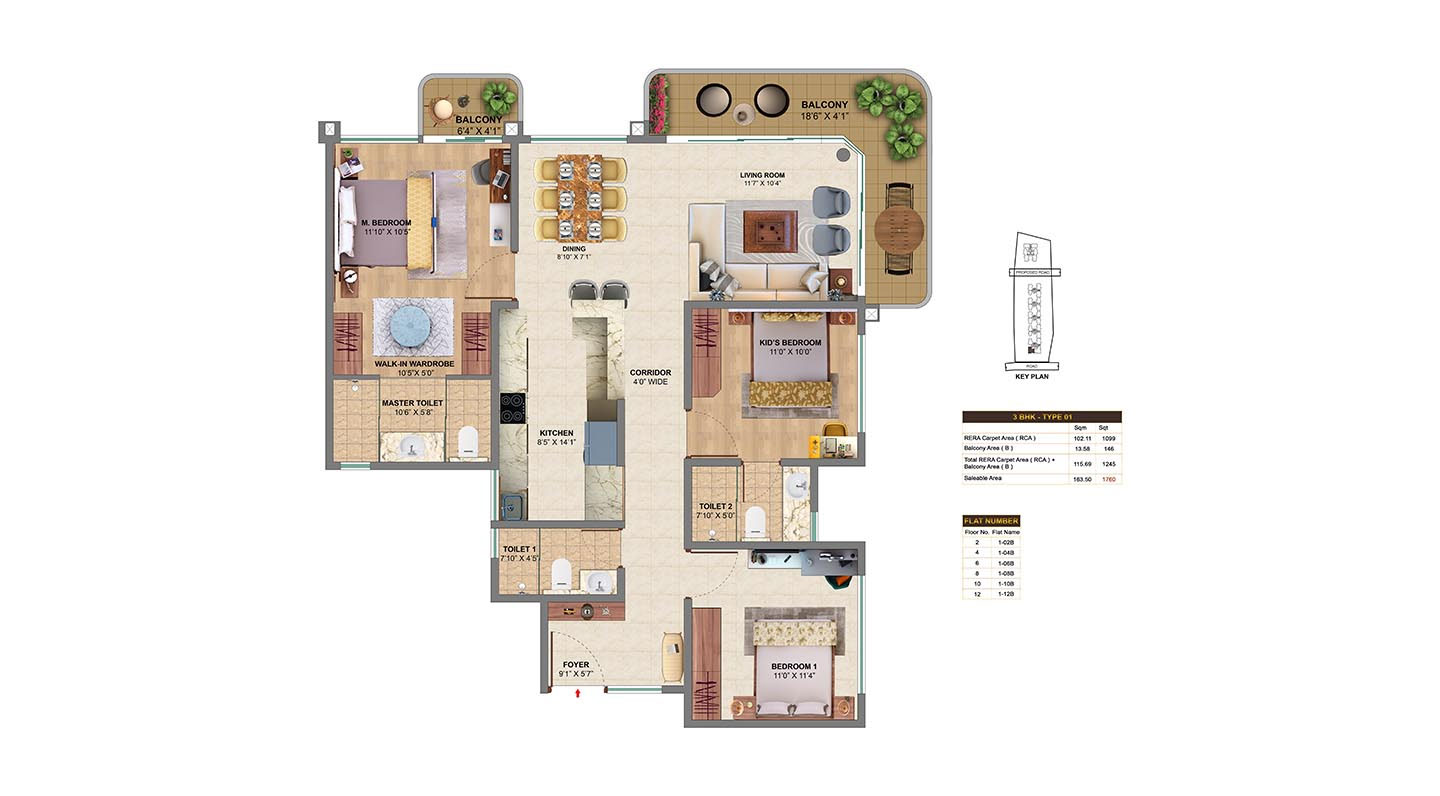 3 bhk luxury floor plans