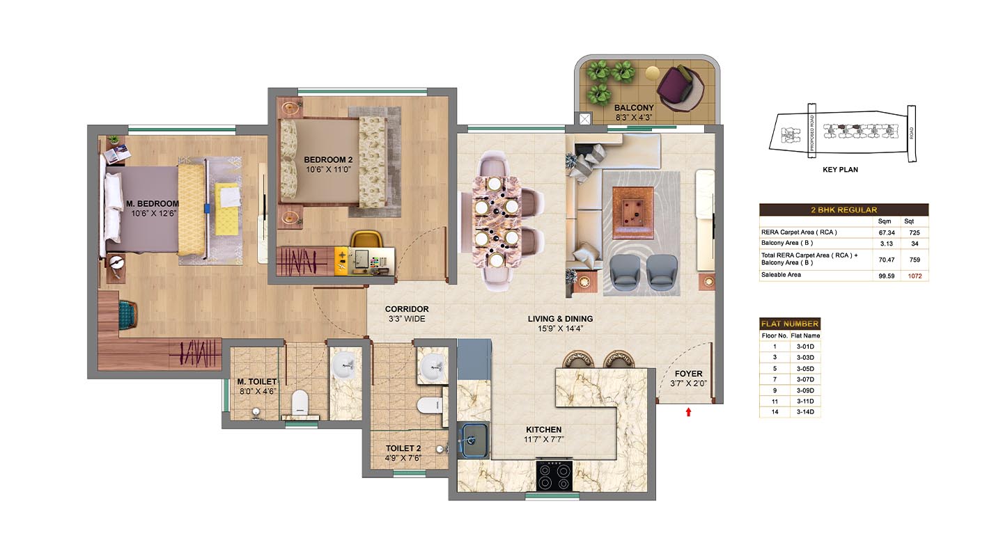 2 bhk regular floor plans